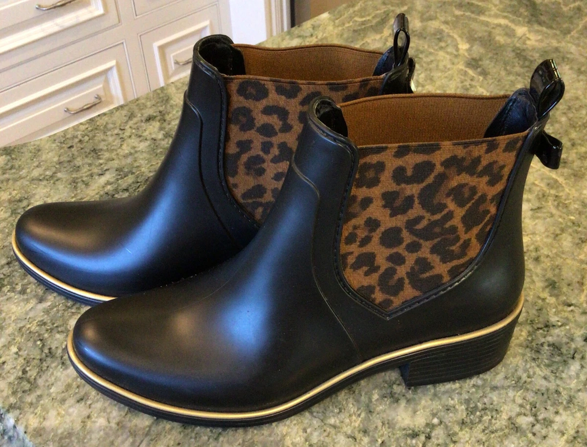 udskiftelig Vask vinduer Sukkerrør Kate Spade Sedgwick Black/Animal Print Rain Boots size 7 preowned | eBay