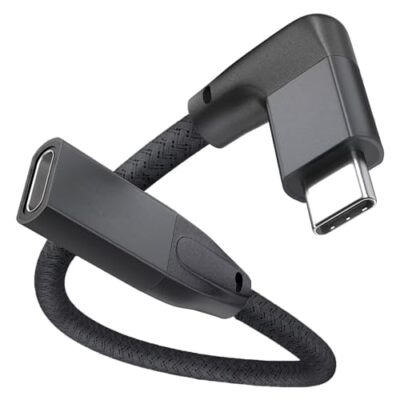 UseBean Right Angle USB C Extension Cable 0.6FT, 90 Degree USB-C BLACK
