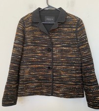 Lafayette 148 New York Tweed Black Multi Tweed Blazer Jacket Sz M EUC MSRP 698
