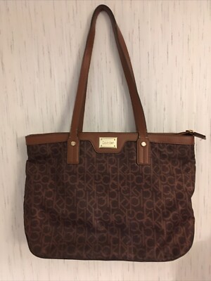 Calvin Klein Signature Organizational Purse Brown Shoulder Bag