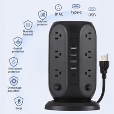Multi Socket Wall Socket Power Strip With 12 AC Outlets  5 USB Ports 1 Type C 