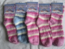 BNWT 5 'HEAVEN'S TOUCH' PNK/BLUE FLUFFY SOCKS - SIZE 4-6 - FREE POST TO UK ONLY