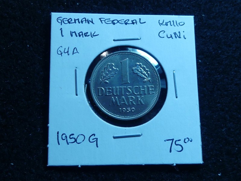 G4A: GERMAN FEDERAL Republic, High Grade 1 mark dated 1950 G, see photos