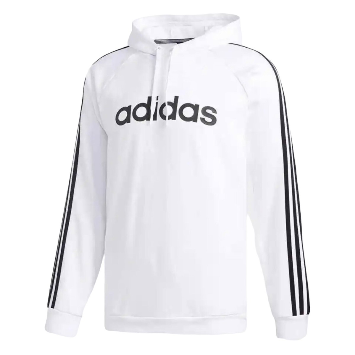 Adidas Men's White Black 3 Stripe Pullover Hoodie FL4840 Sizes M