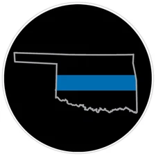 Law Enforcement Thin Blue Line Oklahoma State Bumper Sticker Military Decal 5"