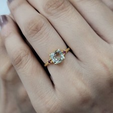 Green Amethyst Cushion Cut Statement Ring 925 Sterling Silver Anniversary Ring