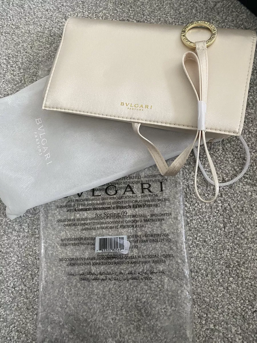 Bvlgari Parfume Satin Clutch Purse NEW Evening w White Draw String