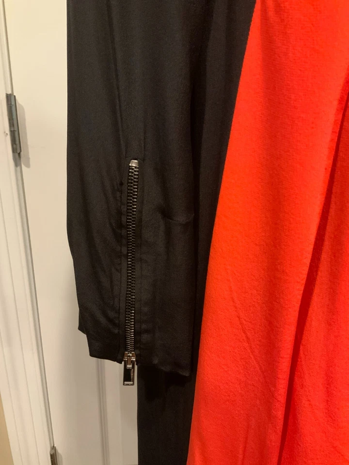 Vestido Trapecio Disfraz Nacional Naranja y Negro 100% Seda Colorblock, Talla 42 (IT) Foto 3 de 4