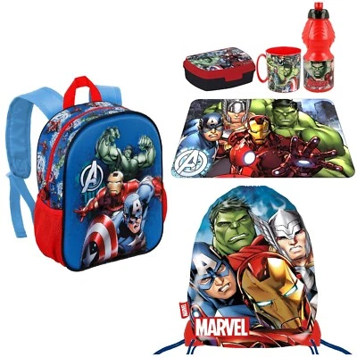 Set Sac D'École Avengers Marvel 3D Maternelle Portemande Tasse Bouteille Squeeze - Photo 1/4
