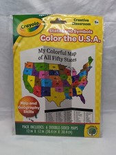 Crayola States And Symbols Color The USA Maps 6 12" X 12"