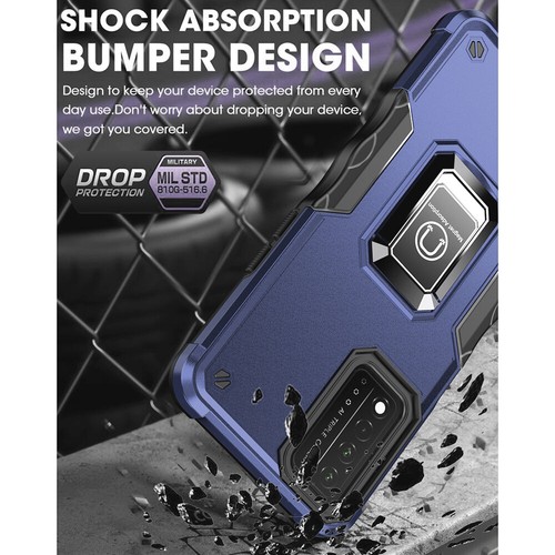 For T-Mobile Revvl V Plus Metal Ring Kickstand Case Dual Layer Shockproof Cover - Picture 23 of 44