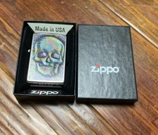 Zippo 49140 Geometric Skull Design Street Chrome Lighter