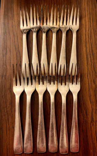 Silver Fish Fork Set Ercuis 60 VTG Made In France 7" Dinner Table (Set Of 12) - Picture 1 of 24