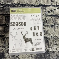 Stampin' up! MERRY PATTERNS Hostess set of 11 stamps Unmounted Clear