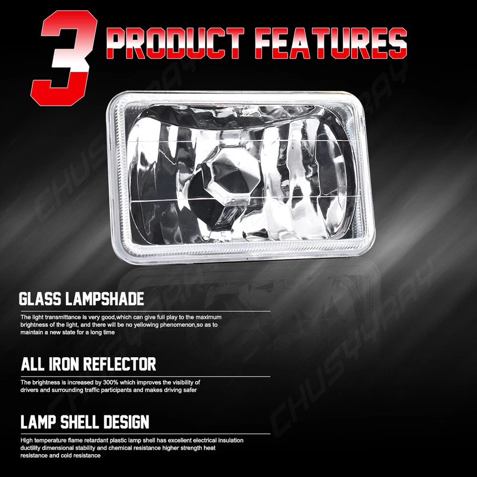 For Nissan 720 1983-1986 4pcs 4x6 inch DOT SAE LED Headlights DRL Hi-Lo Beam - Image 3 of 4