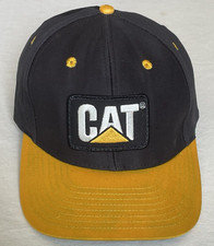 CAT Caterpillar Hat Cap Mens Gold Black Adjustable Snapback Baseball Hats Caps