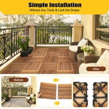 36X 12x12'' Wood Flooring Deck Tiles Patio Pavers Tiles Interlocking In/Outdoor