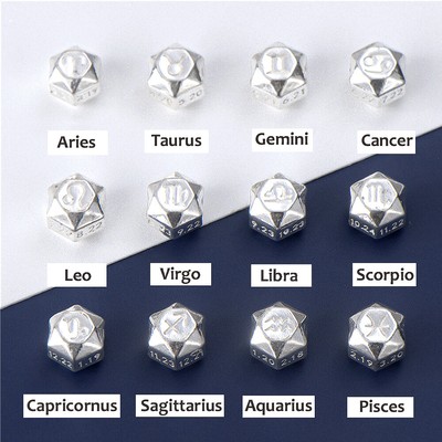 925 Sterling Silver Twelve Constellations 6.8mm Bead Charm A5202