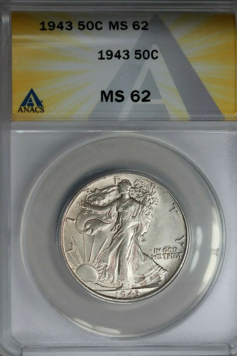 MS 62 Graded 1943 Year Liberty Walking Half Dollars (1916-1947