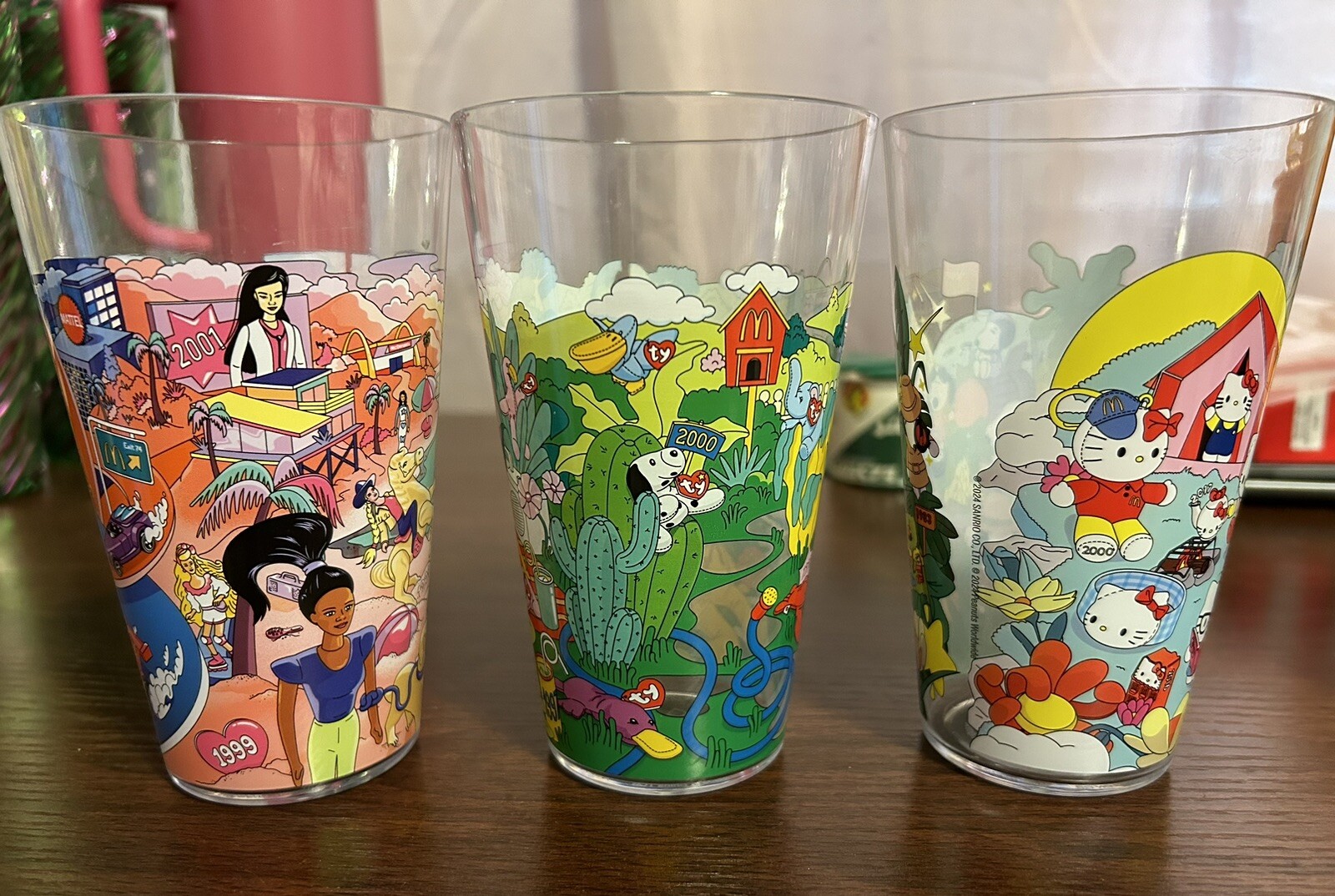 2024 McDONALD'S Collector Edition Cups - Barbie Beanie Hello Kitty (Opened/New)