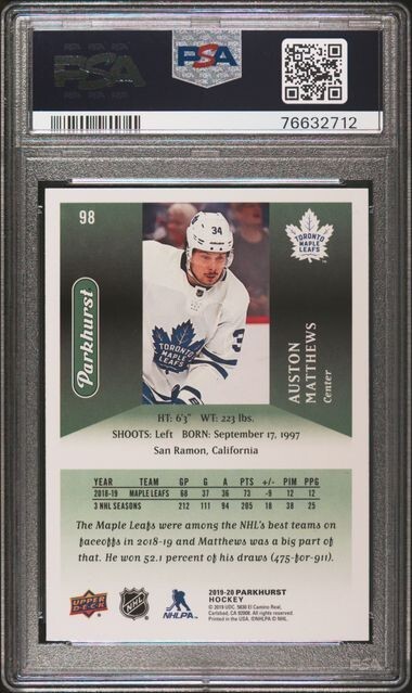 2019 Upper Deck Parkhurst Auston Matthews #98 PSA 10 Toronto NHL Maple Leafs view 2