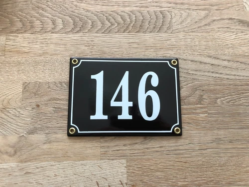 French Black Enamel Metal House Door Gate Street Number Plaque Sign Plate 146