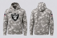 Nike Oakland Raiders Salute To Service Camo Hoodie Sweatshirt  XL Gray White