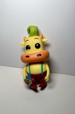 Cute Cartoon Cow Vinyl Figure Yellow Red Outfit Collectible Toy No Box