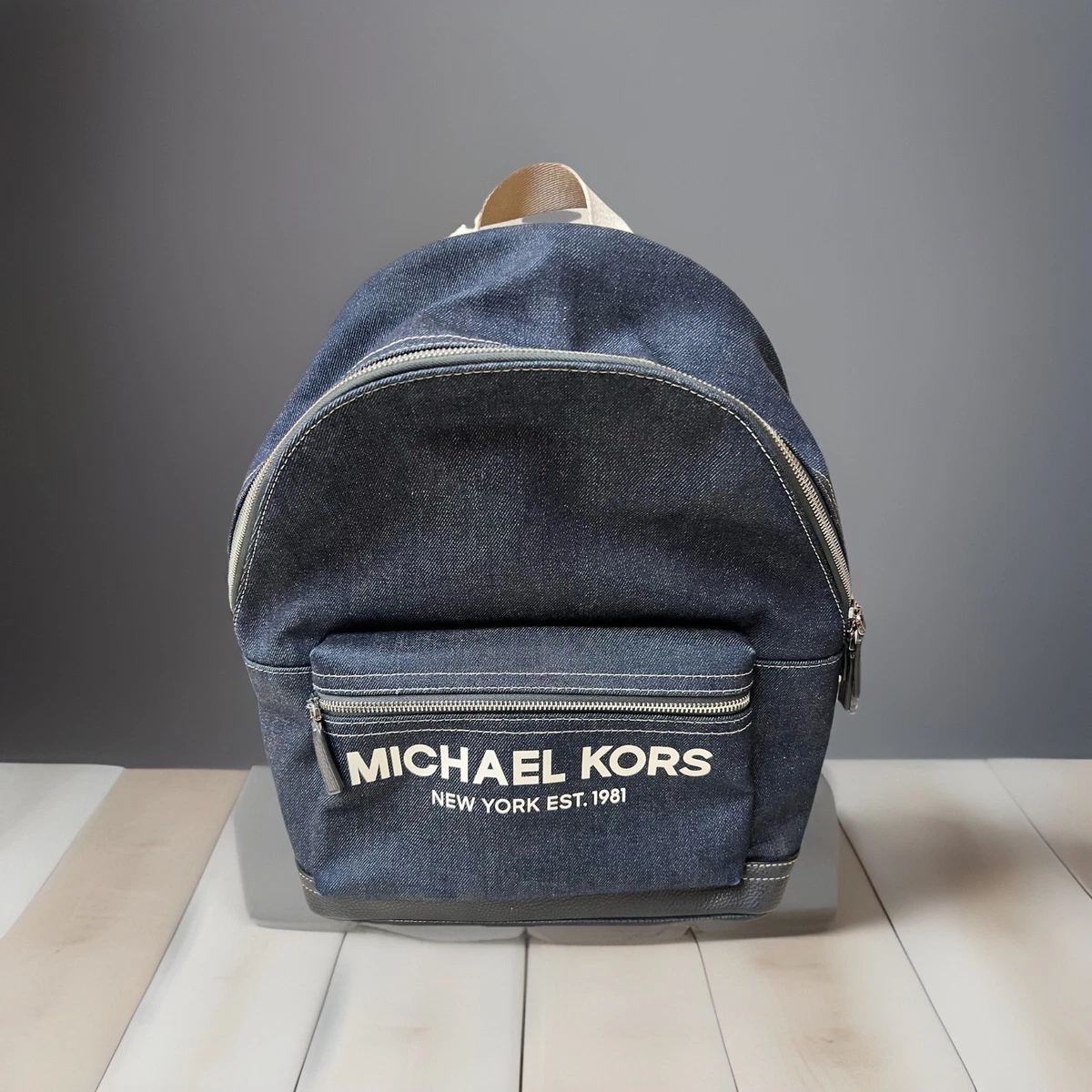 Michael Kors Denim and Navy Backpack Michael Kors Adina Medium Backpack Dark Chambray Blue Mk  main image 2