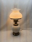 Vintage Hobnail White Milk Glass Hurricane Table Lamp