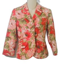 ANN TAYLOR Petite Floral Print Silk Blazer