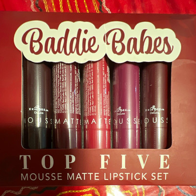 Italia Deluxe Baddie Babes Mousse Matte Lipstick Set Vegan 5pc Shades