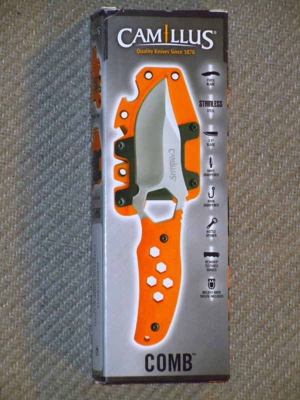 Camillus Comb Fixed Blade Knife Orange with Sheath & Sharpener 19491-300 NIB!!!