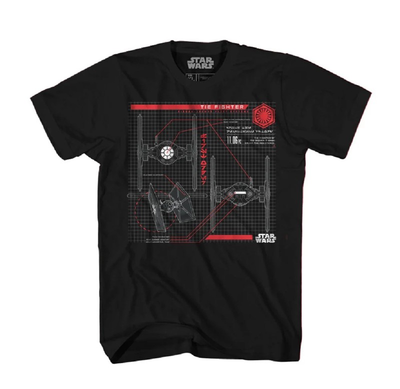Star Wars The Last Jedi Tie Fighter Plans Adult T-Shirt Size S
