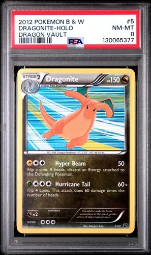 2012 POKEMON B&W DRAGON VAULT #5 DRAGONITE-HOLO PSA 8