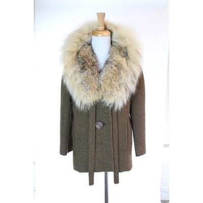 Vintage 1950s Virgin Wool Coat with Fox Fur Collar by Claire Dratch (S/M)