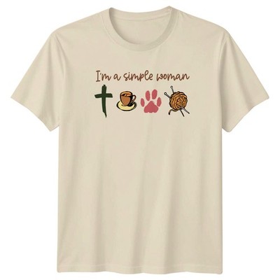 Im A Simple Woman Damen T-Shirt Stricken Kaffee Haustier Glaube Geschenk für Sie