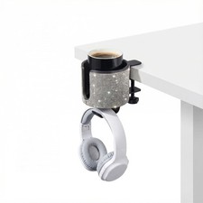 Luxury 2-in-1 Desk Cup Holder with Headphone Hanger for Office, Home, Gaming ...