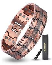 3X Copper Bracelet for Men Triple Ultra Strength Magnets, Masculine Design Pure