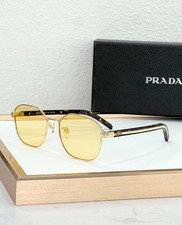 Geometric Polygon Sunglasses Gold Metal Frame Yellow Tinted Lens Eyewear New
