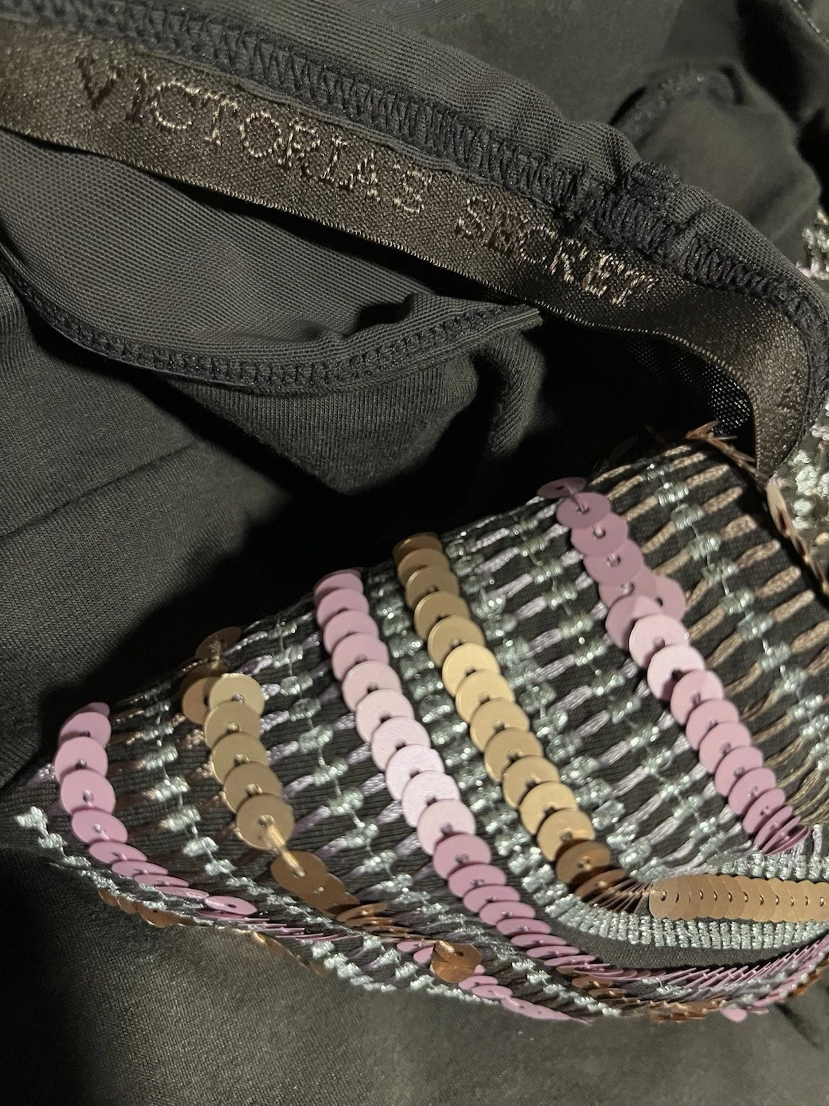 UNDERCOVER VICTORIA’S SECRET Bling Paillettes HALTER Spiaggia NUOTO COPRICOSTUME ABITO Marrone Rosa Oro