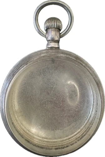 Antique 18s Illinois Open Face Pocket Watch Case Sterling SilverLocomotive USA