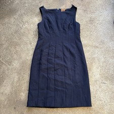 Tory Burch Vivian Wool Blend Seamed Sheath Dress in Navy Blue Size 8