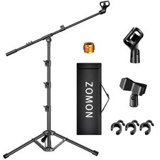 Microphone Stand, Tripod Boom Arm Floor Mic Stand Height Medium, black