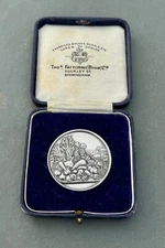 Sterling Silver 1927 Cased Agricultural Prize Medal by Arthur Fenwick