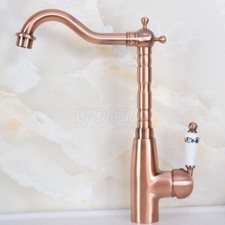 Red Copper Bathroom Basin Sink Faucet Mixer Hot  Cold Water Tap Single Lever