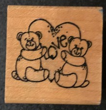 Embossing Arta Teddy Bear Love Heart Rubber Stamp