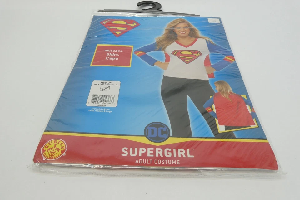 Nuevo Disfraz Para Mujer Mediano (Vestido Talla 10-14) Supergirl Adulto Rubíes Camisa Capa Foto 2 de 4