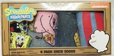 SpongeBob SquarePants Men's 4 Pack Crew Socks In Krusty Krab Gift Box/ New