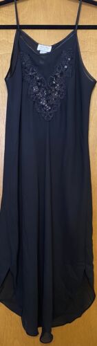 Vintage Night Magic  Cinema Etoile Negligee Night Gown  Black Long Maxi Sequin - Picture 1 of 5